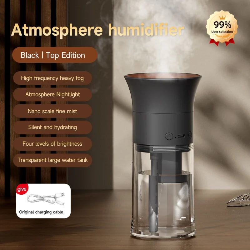 Mini Portable Humidifier Night Light Home Aromatherapy Charging Low Sound Small Aromatherapy Machine Desktop Humidifier Peaceful Pleasures Health and Wellness Black Type B