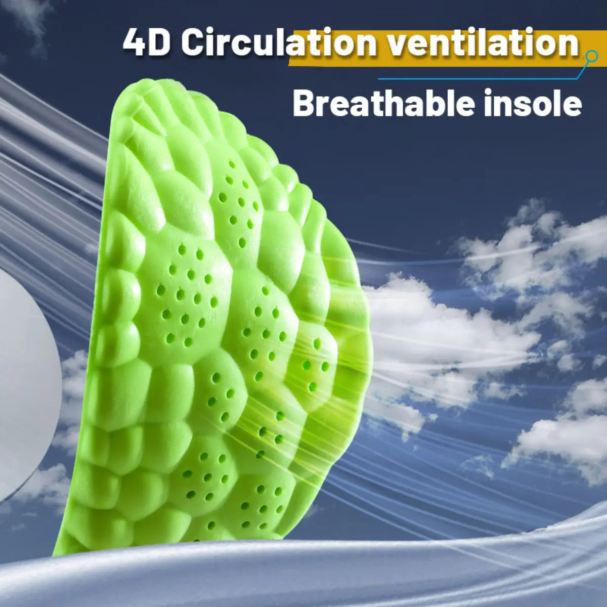 1Pair Sport Insoles PU High Stretch Shock Resistant Antibacterial Anti-odorant Breathable Insoles Comfortable for Shoes Cushion Peaceful Pleasures Health and Wellness