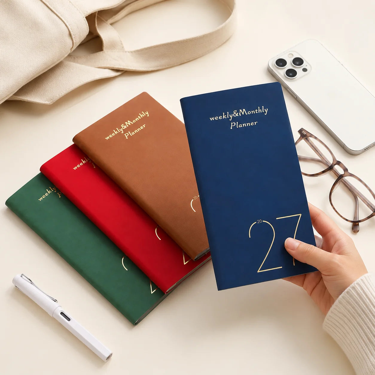 2027 Weekly Monthly Planner 4-Color Notebook A5 Lined Journal Office