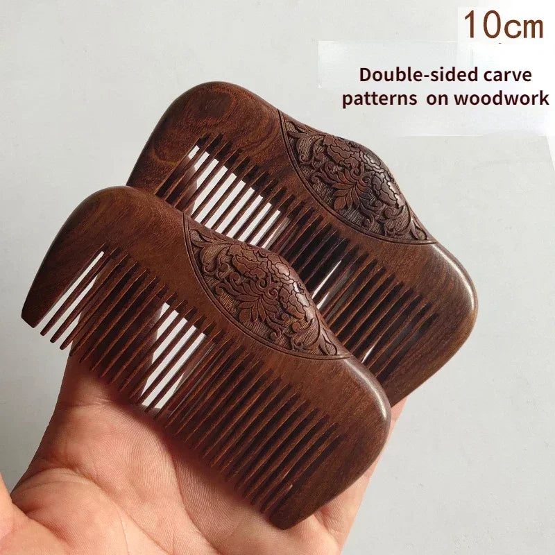 Pocket Wooden Comb Natural Black Gold Sandalwood Super Narrow Tooth Wood Combs No Static Lice Beard Comb Hair Styling Peaceful Pleasures Health and Wellness