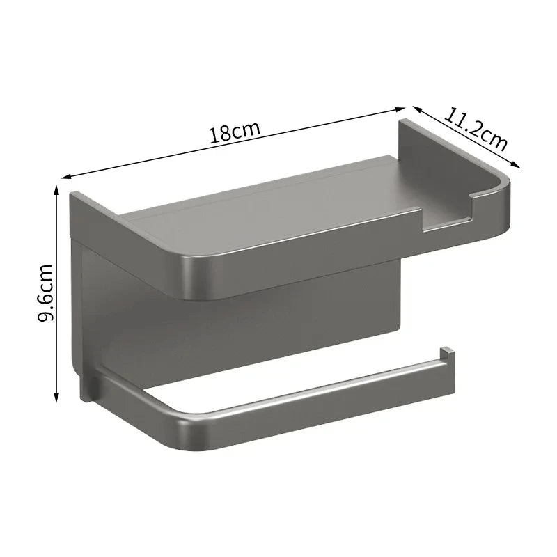 Wall-Mount Bathroom Toilet Paper Holder & Storage Rack