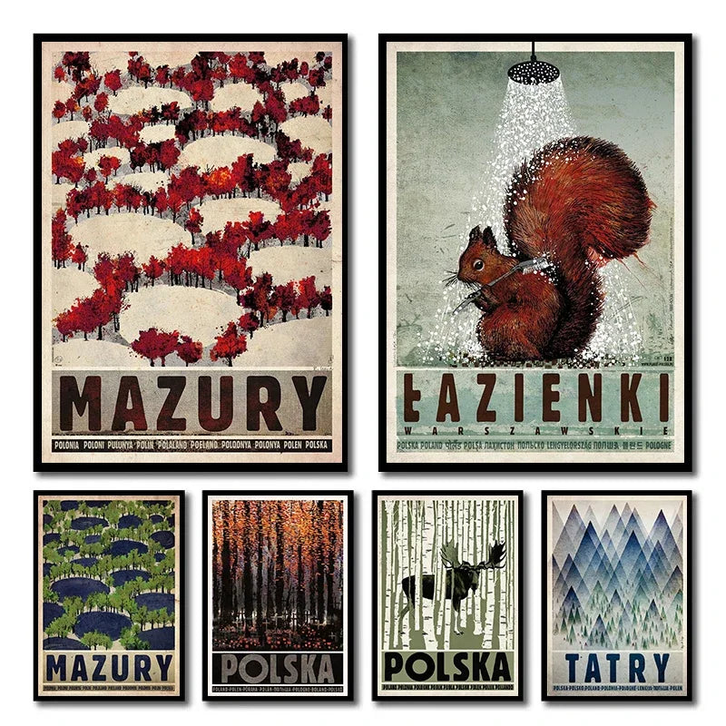 Retro Poland Podhale Kocie Góry Canvas Wall Art Print | Unframed