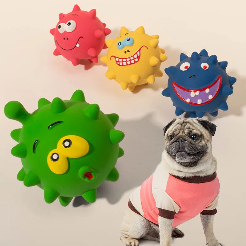 Cute Cartoon Big-Eyed Dog Sound Dog Toy Eco-Friendly Latex Interactive Pet Toy Ball Fun To Relieve Boredom Peaceful Pleasures Health and Wellness