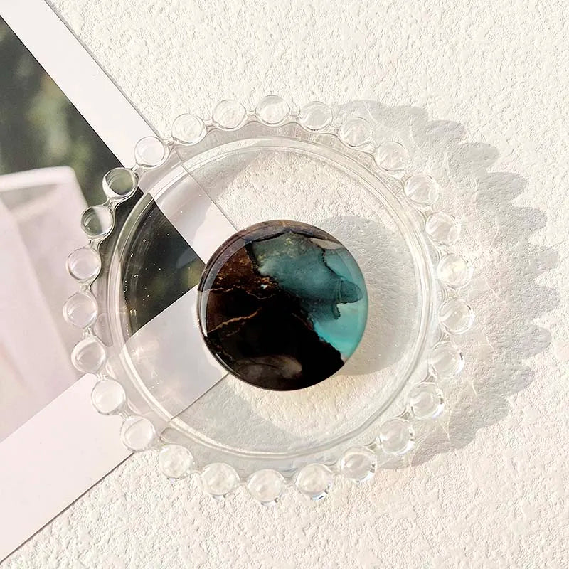 Socket Grip Tok Acrylic Glue Material High Quality Transparent Folding Stand Marble Pattern Phone Holder Foldable phone grip Peaceful Pleasures Health and Wellness P193-02