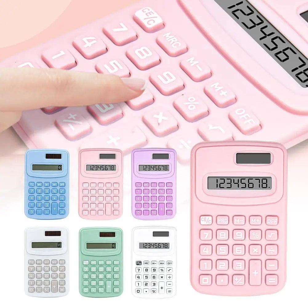 Portable Calculator Cute 8 Digits LCD Electronic Kids Home Office Primary School Calculator Teaching Supplies Peaceful Pleasures Health and Wellness