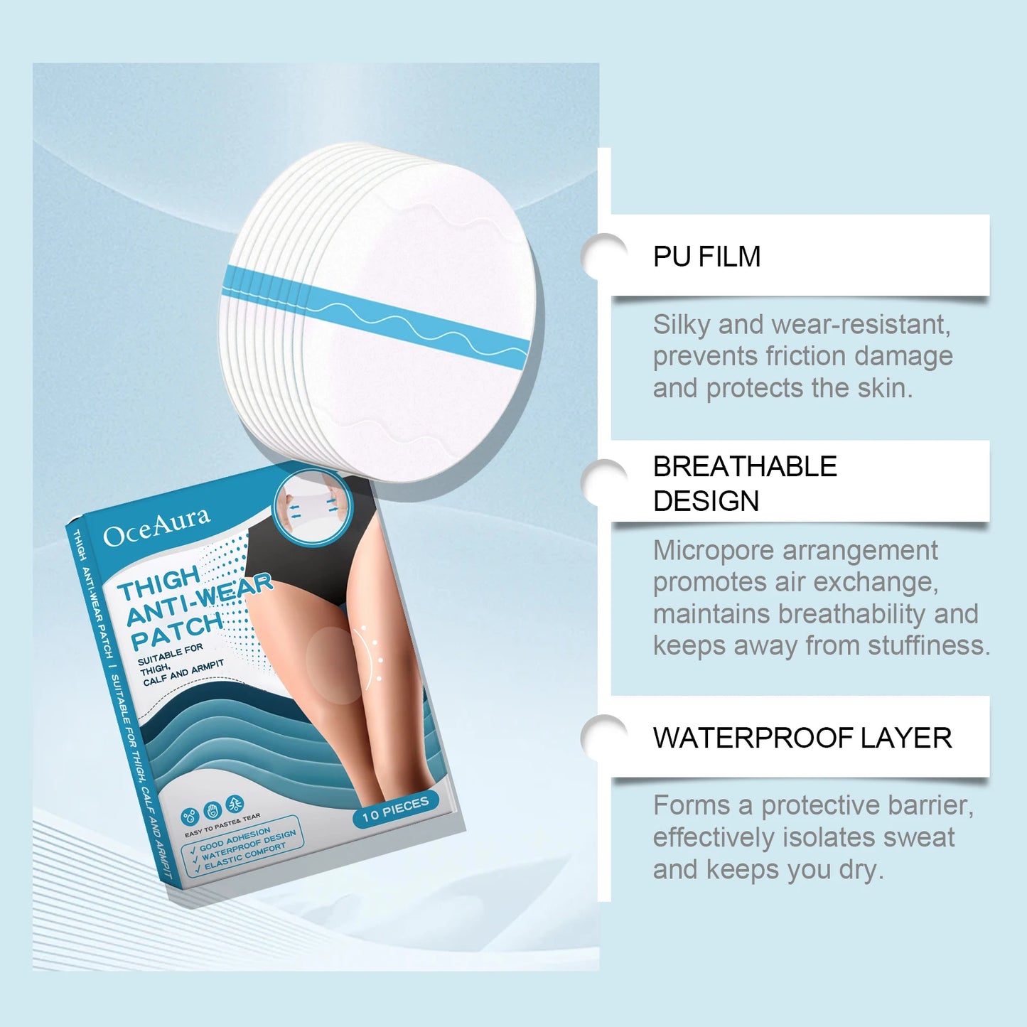 Invisible Anti-Chafing Thigh Pads | Sweat-Resistant Skin Patches