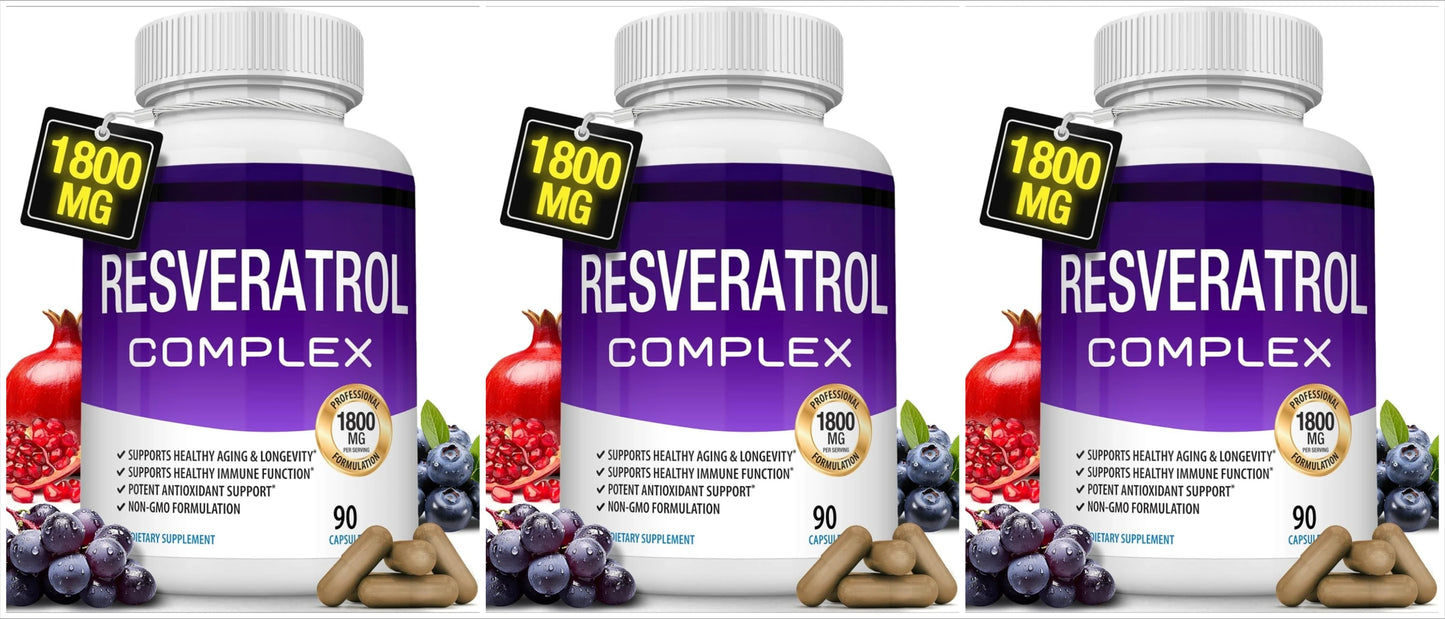 Resveratrol Complex 1800mg | 90 Veg Caps | Antioxidant Support