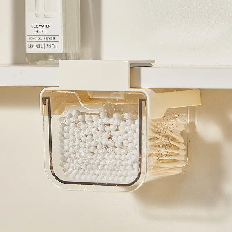 Space Saving Under Mirror Cabinet Drawer Organizer Transparent Storage Box for Bathroom Cosmetics Cotton Pads Lipstick Swabs Peaceful Pleasures Health and Wellness