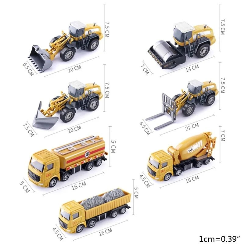 1:55 Diecast Construction Vehicle Set – Forklift, Bulldozer & Mixer