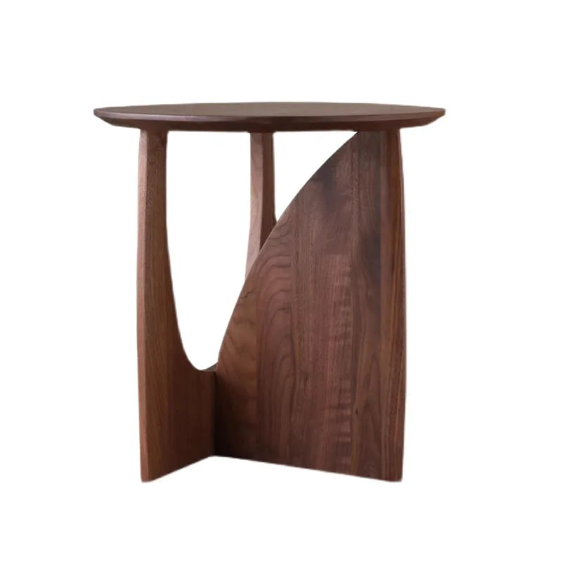 Nordic Round Coffee Table Solid Wood Sofa Side Table Black Walnut Bedside Desk Minimalist Living Room Furniture for Small Spaces Peaceful Pleasures Health and Wellness