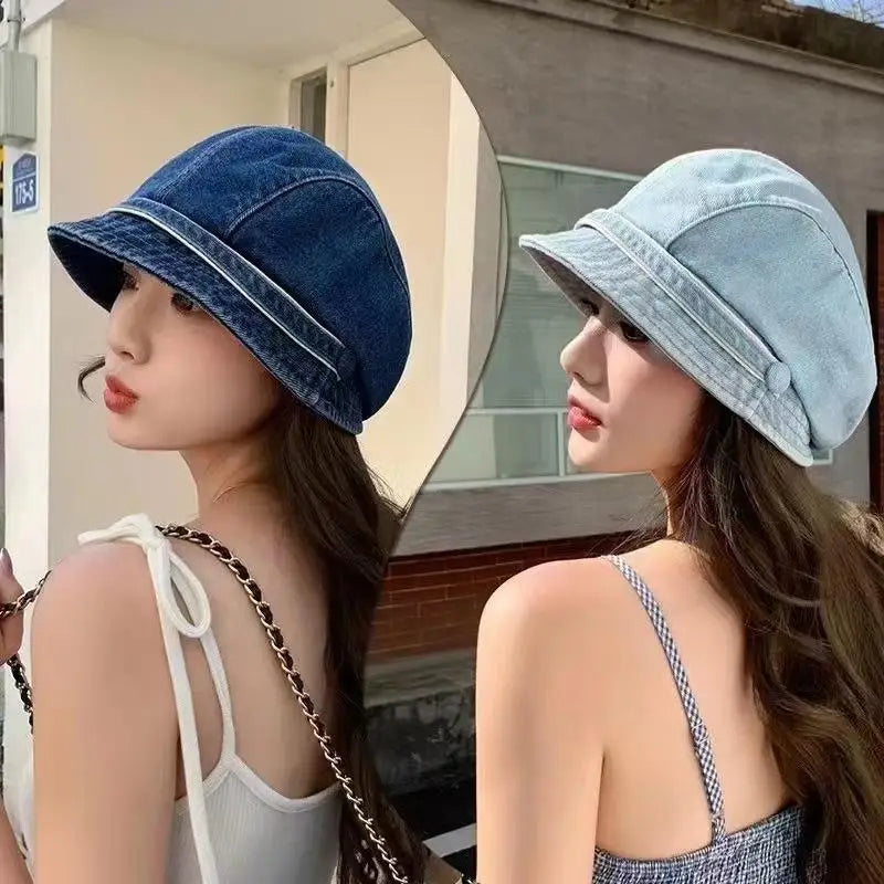 Retro Denim Bucket Hat Women – Short Brim Fisherman Sun Cap