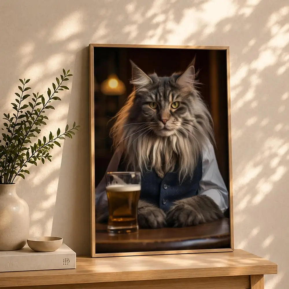 Art D-Dogs Cats at the PubS Poster HD Self Adhesive Waterproof Wall Art Ideal for Home Office Dorm Bedroom Great Gift Peaceful Pleasures Health and Wellness White5 15X20cmNoframe