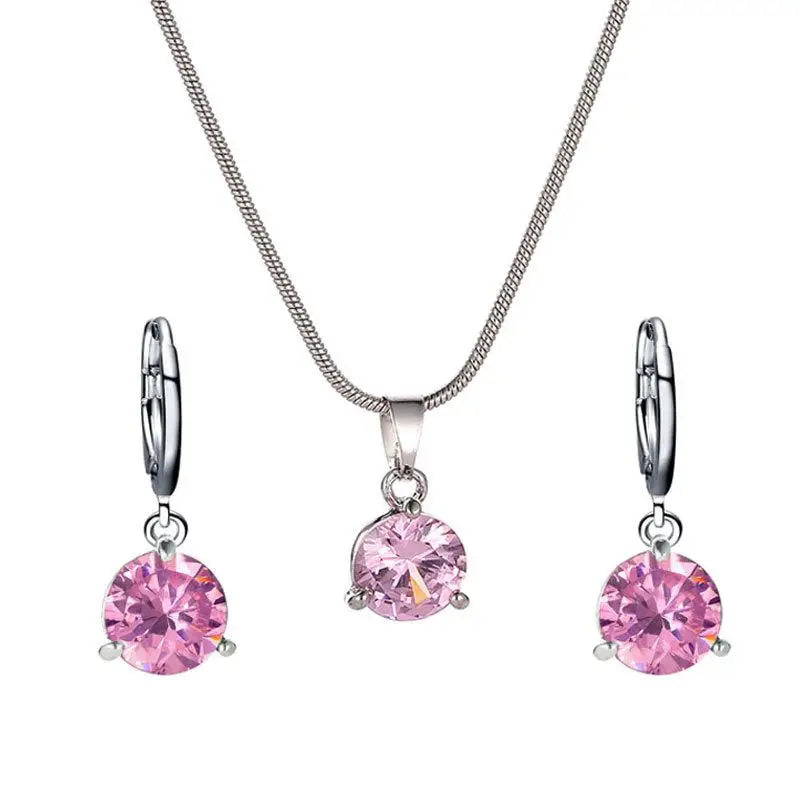 Crystal Zirconia Pendant Necklace & Earrings Set | Gift