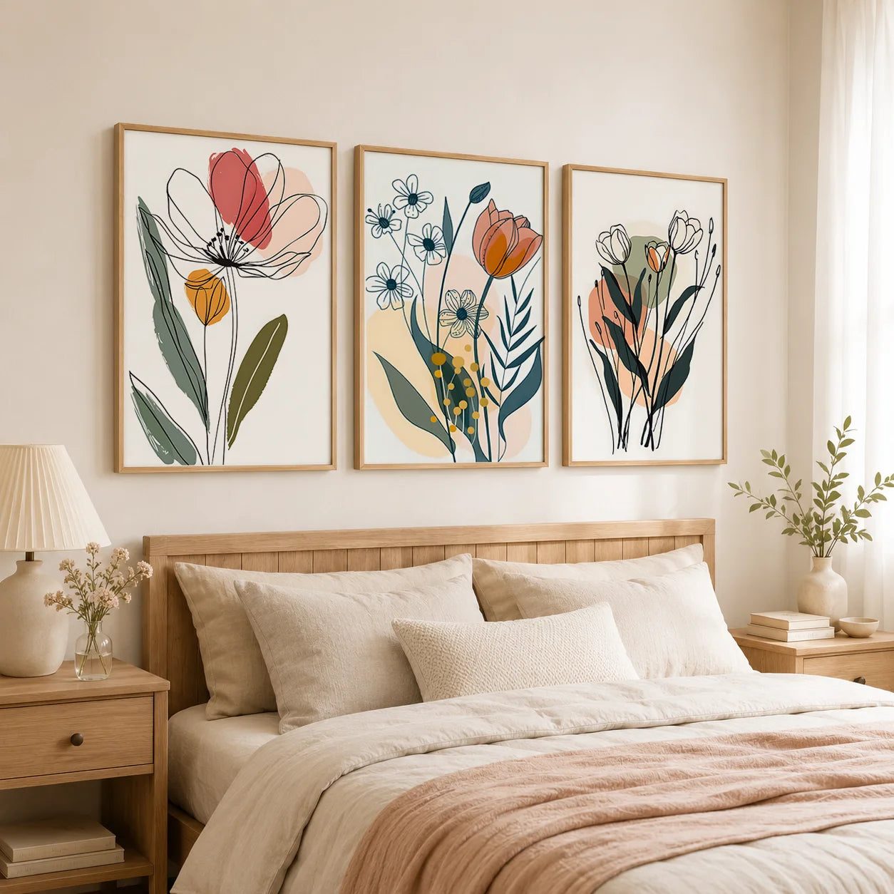 Botanical Flower Canvas Wall Art | Nordic Minimalist Print Canvas Wall Art Peaceful Pleasures Health and Wellness
