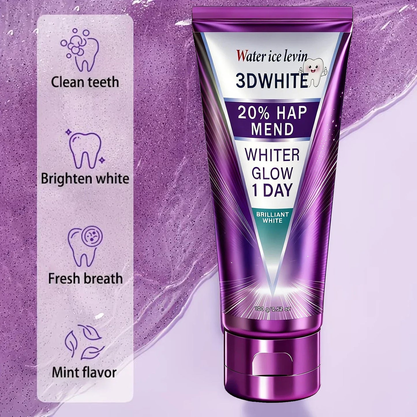 20% HAP 3D Whitening Toothpaste – Stain Removal & Enamel