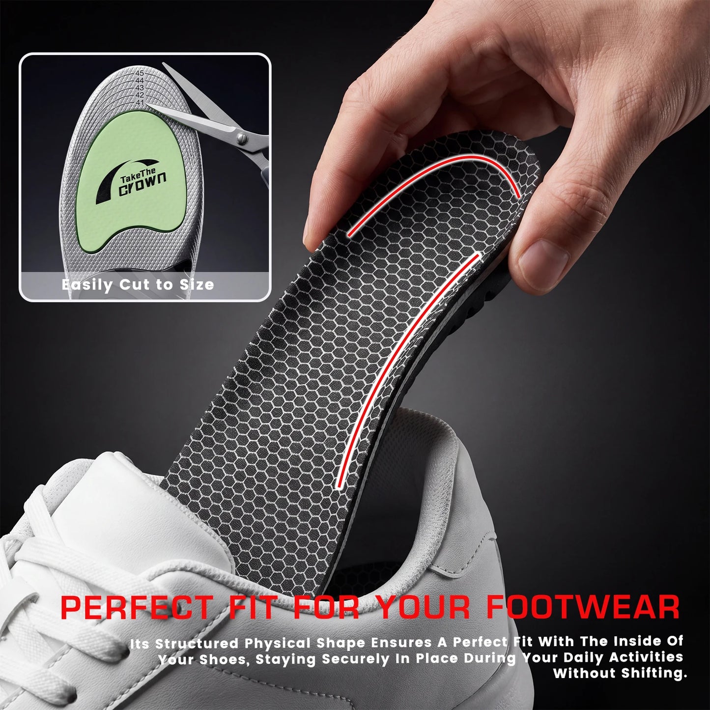 1 Pair EVA Arch Support Orthotics Shock-Absorbing Sports Insoles for Running Walking Standing All Day Foot Pain Relief Shoe Pads Peaceful Pleasures Health and Wellness