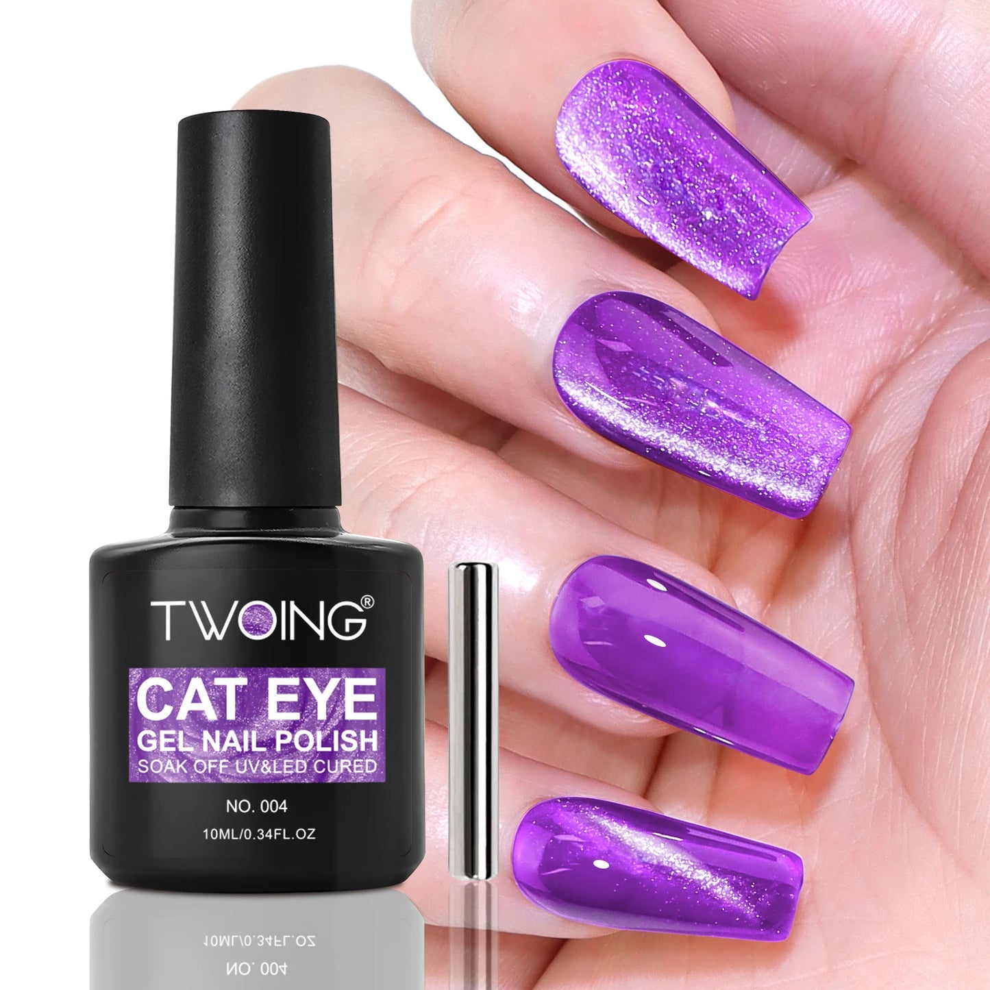 TWOING Cat Eye Gel Nail Polish 10ml, Magnetic UV LED Soak Off Gel Polish, Shimmer Glitter Long-Lasting Salon DIY Nail Art Peaceful Pleasures Health and Wellness 004