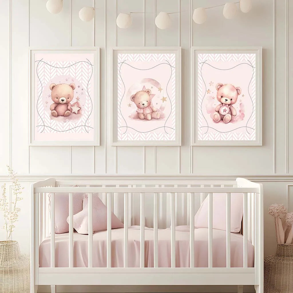 Nordic Teddy Bear Nursery Canvas Wall Art | Kids Room Decor Nursery Canvas Print Peaceful Pleasures Health and Wellness
