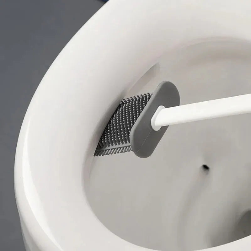 Silicone Toilet Brush & Wall-Mount Holder | Quick Drying