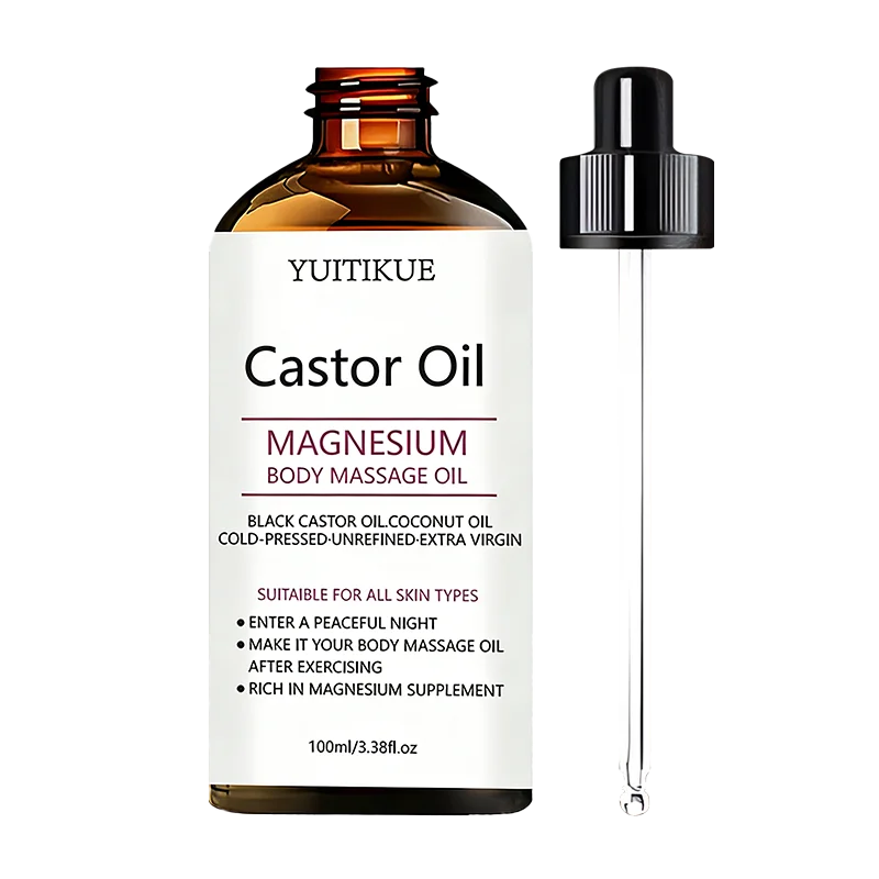 Yuitikue Castor Oil Magnesium Body Massage Oil, 100ml Cold-Pressed Black Castor & Coconut Oil for All Skin Types Peaceful Pleasures Health and Wellness 1pc 100ml