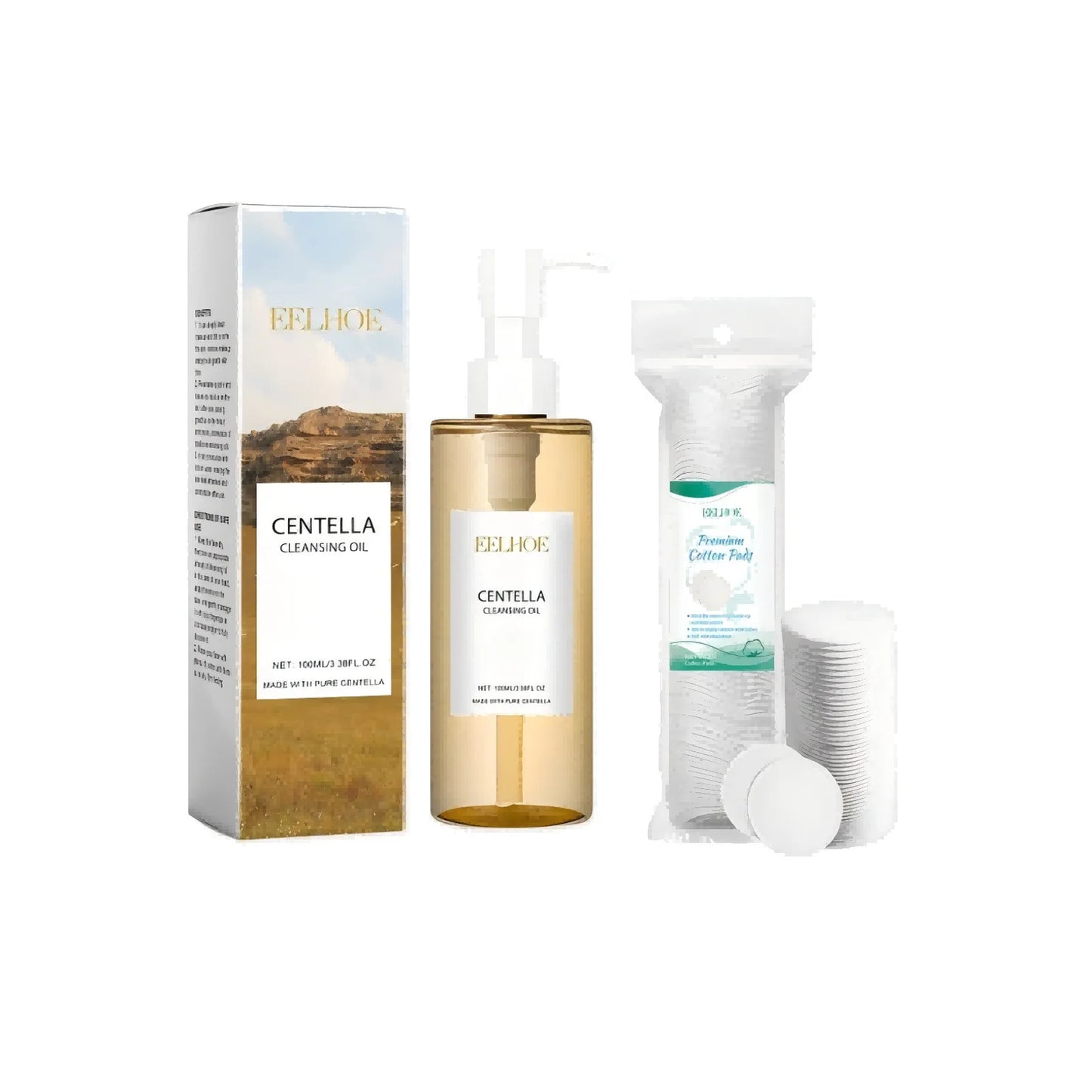 EELHOE Centella Cleansing Oil & Makeup Remover Set 100ml+100pcs