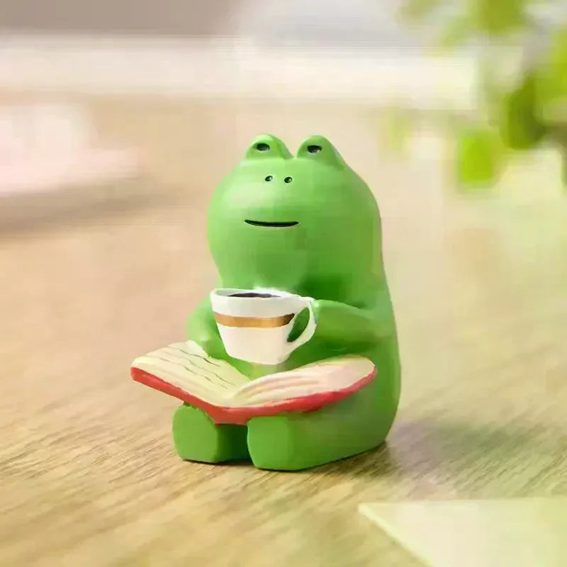 Mini Frog Resin Ornament Japanese Rocking Chair Cute Home Office Room Car Desk Decoration Peaceful Pleasures Health and Wellness