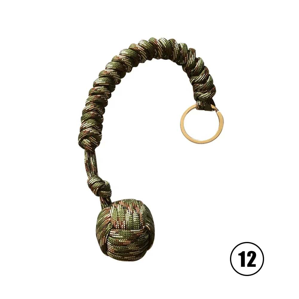 Monkey Fist Paracord Keychain with Steel Ball | EDC Survival