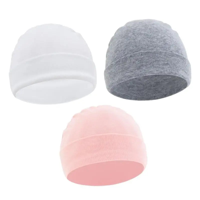 3-Pack Soft Cotton Baby Hats | Newborn Caps 0–6 Months