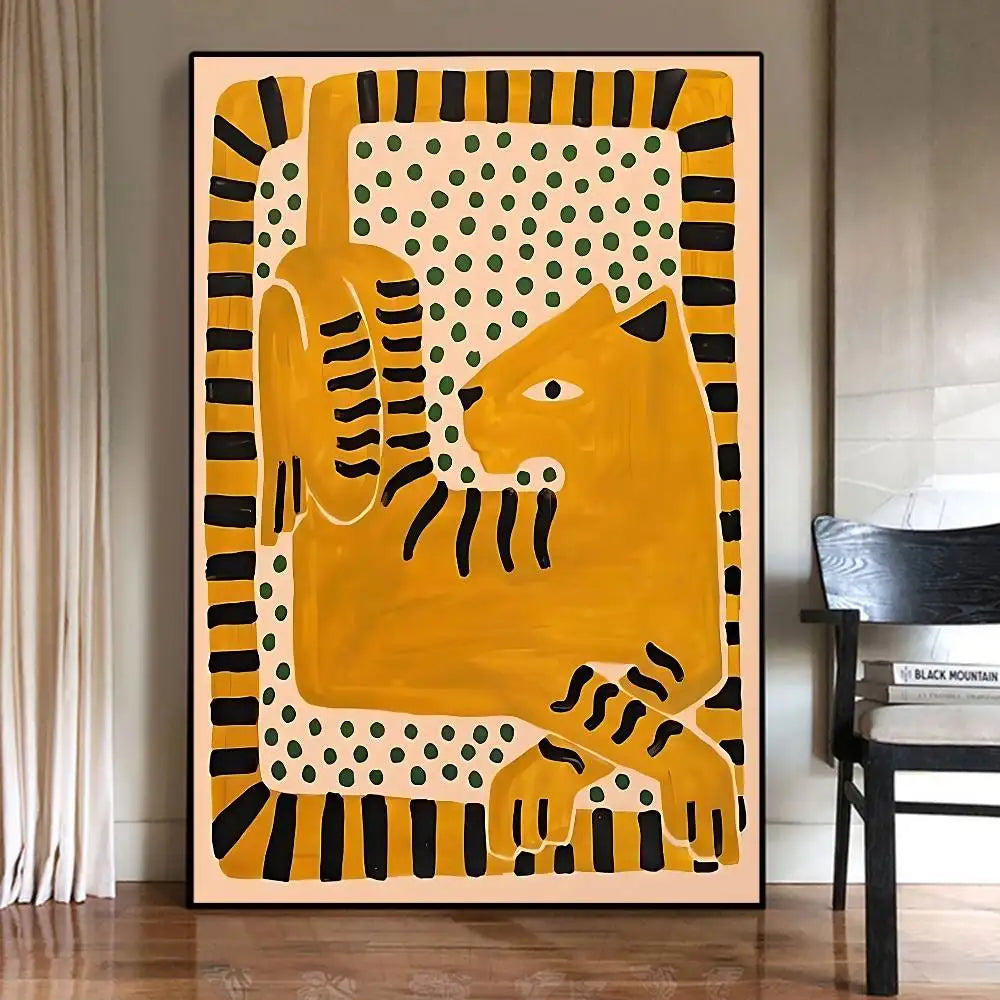 Ancient Egypt Tiger Leopard Vintage Canvas Wall Art Poster