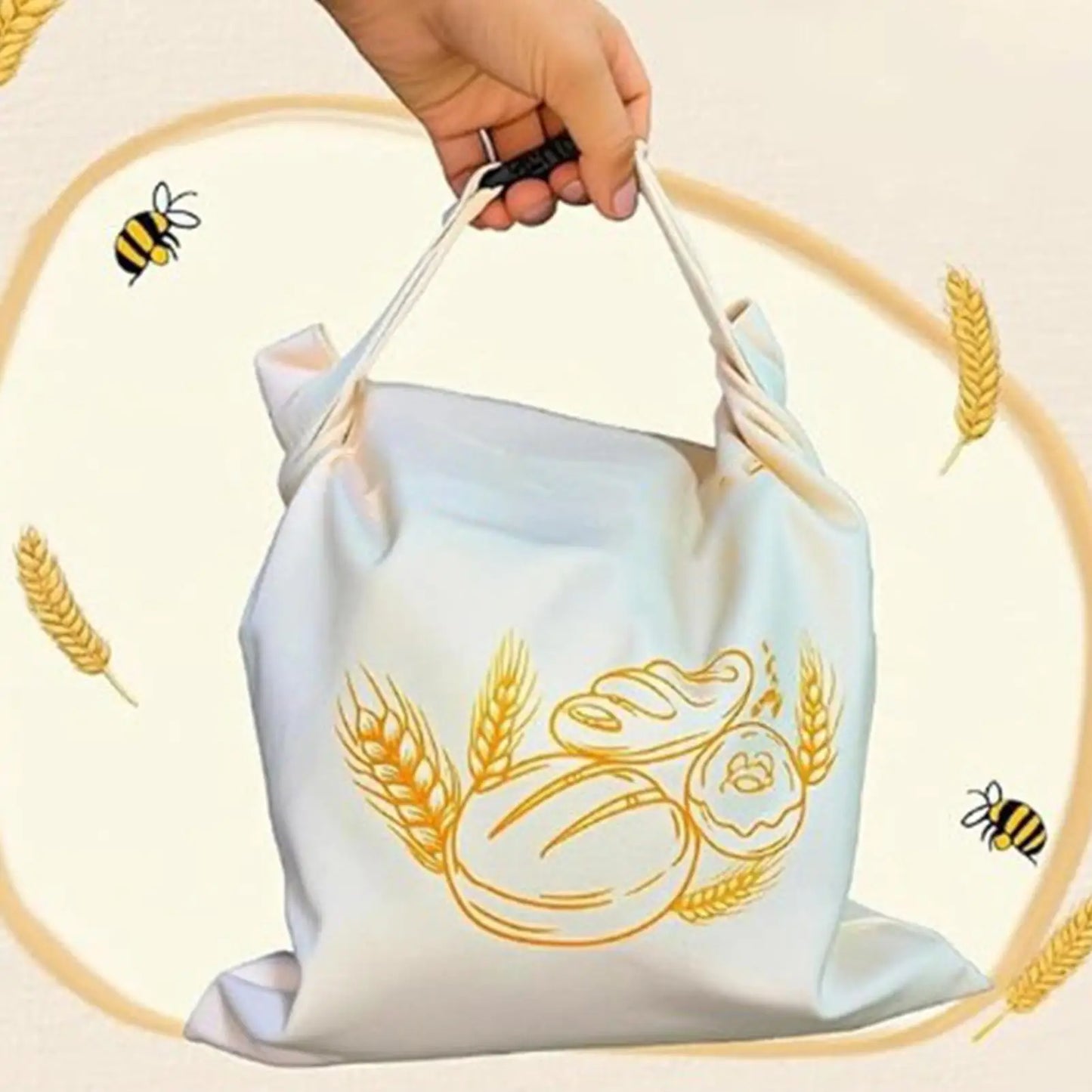 Beeswax Bread Bag Reusable Cotton Storage Pouch Keeps Bread Fresh Naturally For Proofing Freezer Pantry, Home Bakery Travel Camp Peaceful Pleasures Health and Wellness