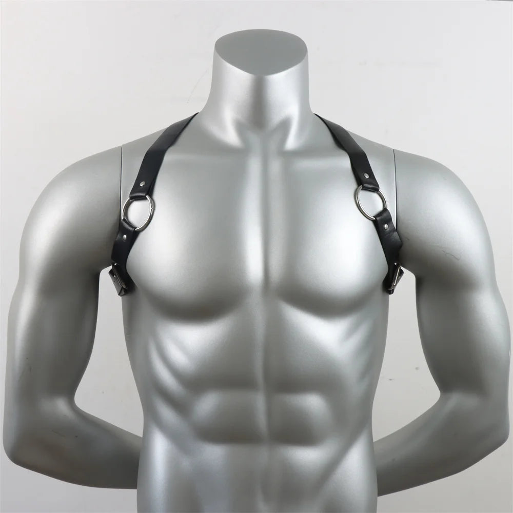 UYEE Vintage Leather Vest Strap Braces Suspender Men Harness Punk