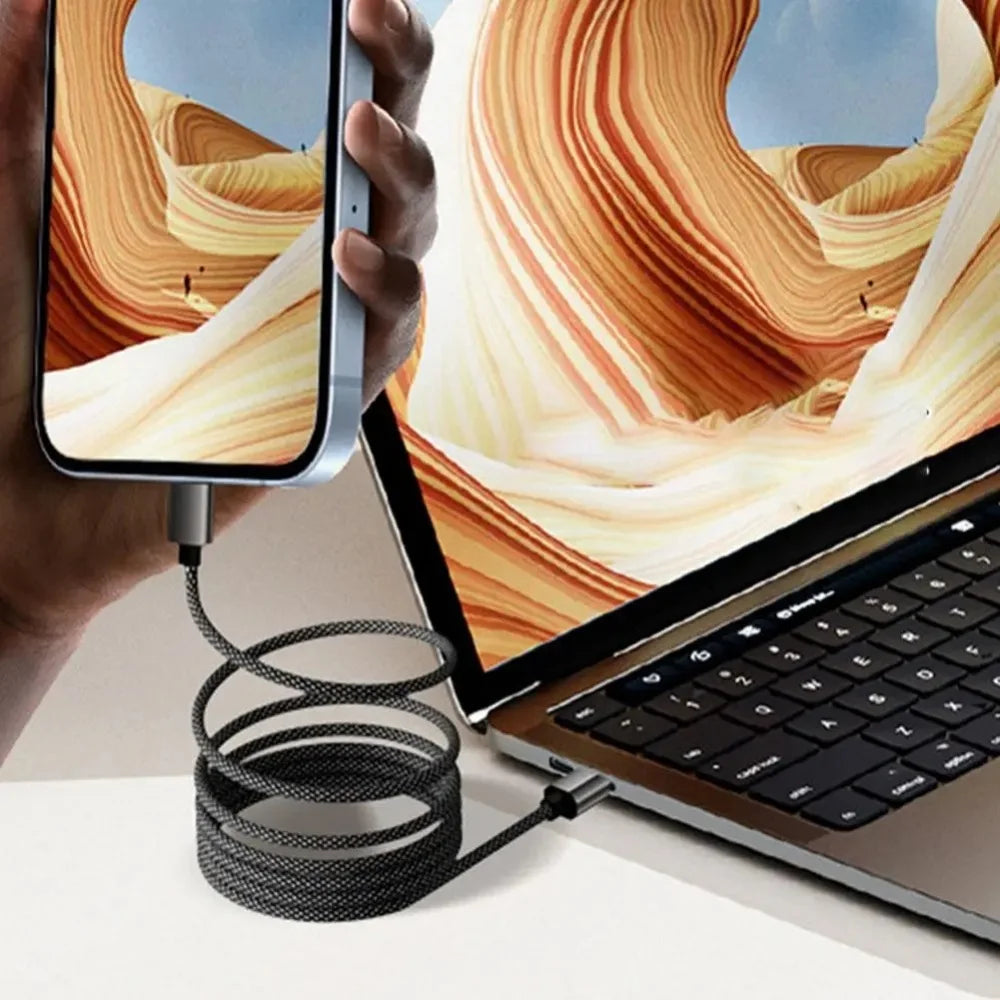 65W Magnetic Self-Storing USB-C Fast Charging Cable 1M Braided Peaceful Pleasures Health and Wellness