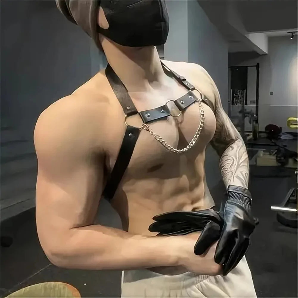 Mens Chest Harness Belt Men Gay Gothic Half Body Bondage Lingerie