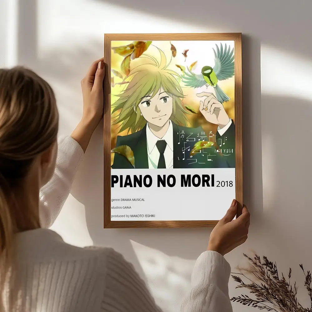 Anime F-Forest of Piano Poster HD Self Adhesive Waterproof Wall Art Ideal for Home Office Dorm Bedroom Great Gift Peaceful Pleasures Health and Wellness White2 15X20cmNoframe