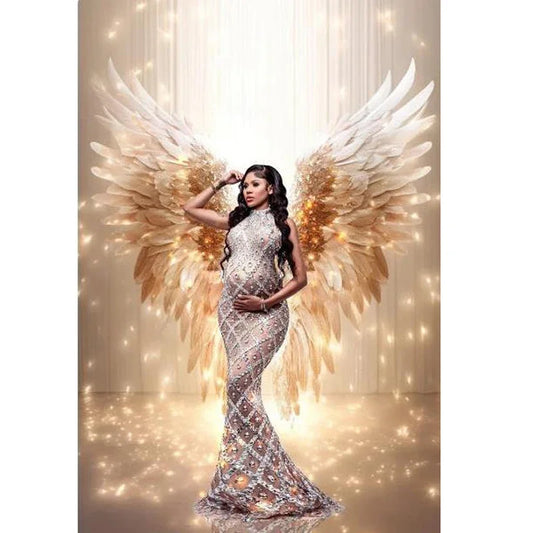 Shiny Rhinestone Women Evening Diamond Dress maternity dresses photoshoot baby shower vestidos para embarazadas فساتين حوامل Peaceful Pleasures Health and Wellness