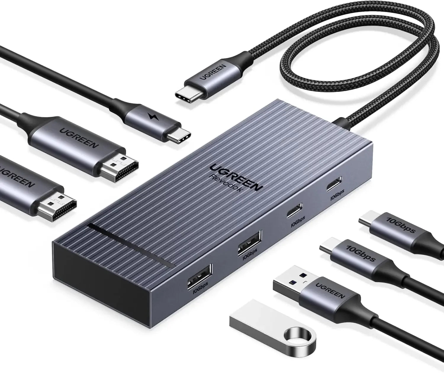 7-in-1 USB-C Docking Station with Dual 4K HDMI, 10Gbps Ports & 100W PD for Laptops Peaceful Pleasures Health and Wellness United States