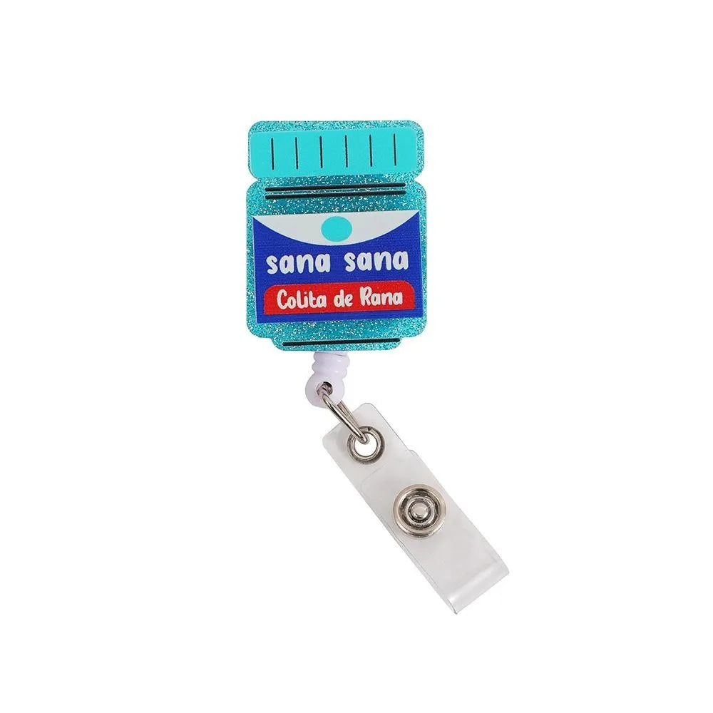 Stretchable Organs Badge Clip High Resilience Fall-proof Nurse Badge Holder Cartoon Chest Card Name Card Holder Office Supplies Peaceful Pleasures Health and Wellness blue