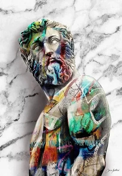 Statue of David Graffiti Art Canvas Print | Street Wall Art