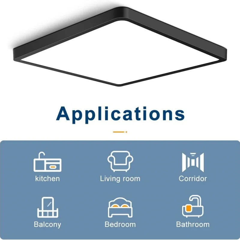 RUNTOIN 24W-36W Ultra-Thin Square LED Flush Mount Ceiling Light