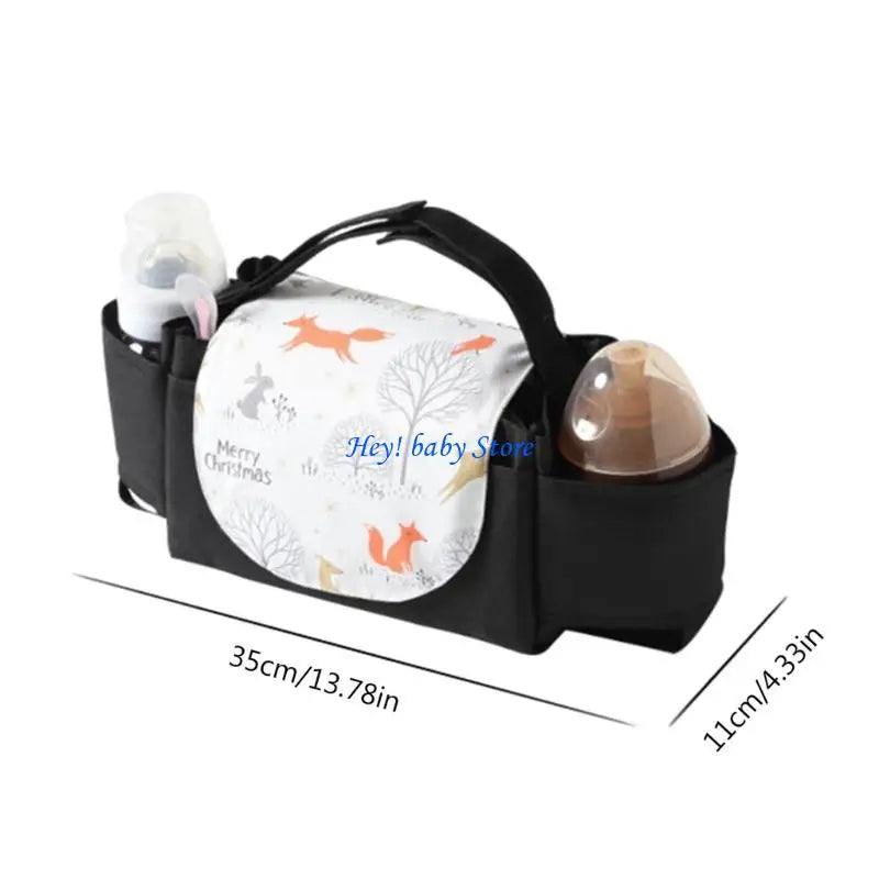 Universal Stroller Hanging Bag with Cup Holders & Diaper Storage