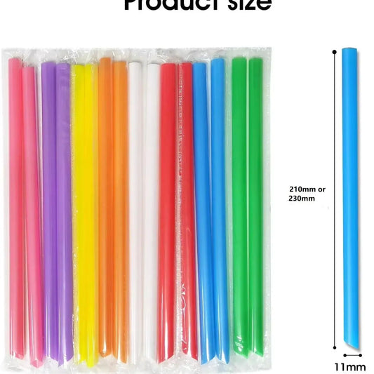 Smoothie Straws Individually Wrapped 11mm Wide Plastic Straws for Smoothies Milkshakes, Boba Iced Coffee SlushiesPA-Free Peaceful Pleasures Health and Wellness