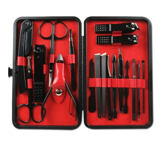Professional Stainless Steel Manicure Set & Nail Grooming Kit Manicure Grooming Set Peaceful Pleasures Health and Wellness