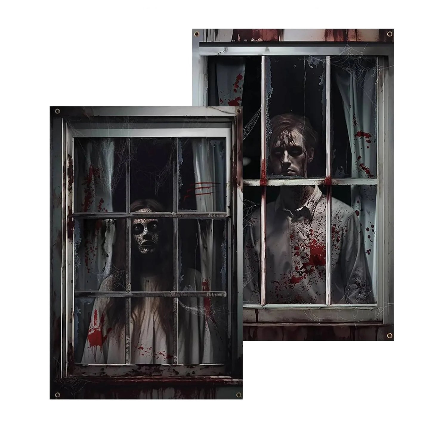 Halloween Window Silhouette Poster | Spooky Window Decoration