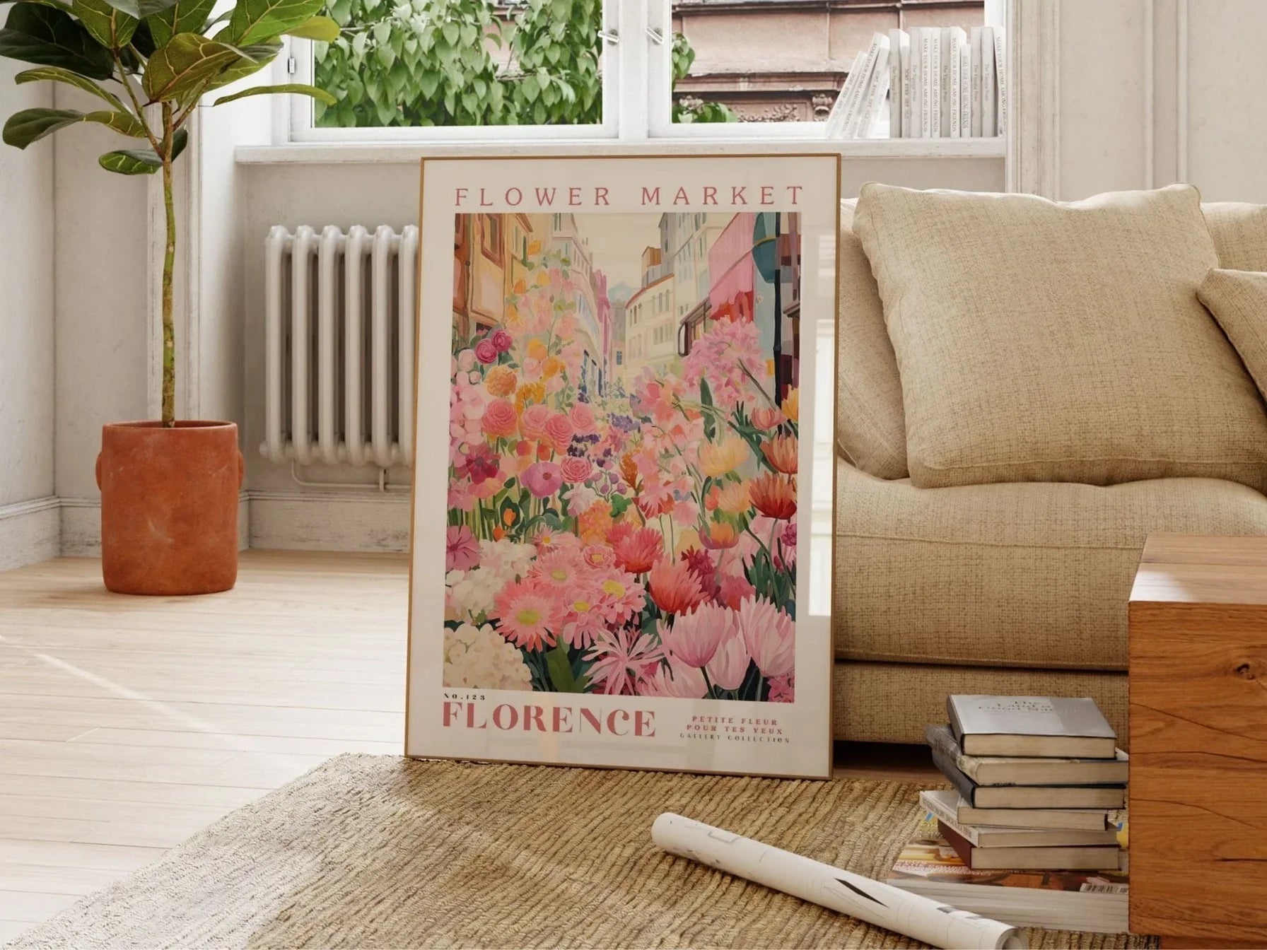 Florence Flower Market Canvas Poster | Botanical Floral Wall Art Canvas Wall Art Poster Peaceful Pleasures Health and Wellness