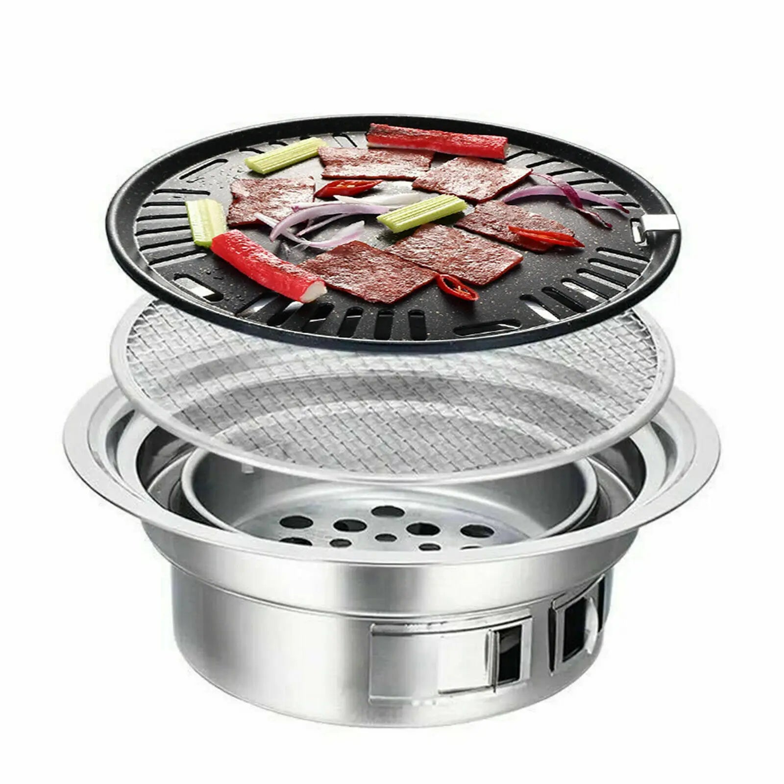Korean Charcoal BBQ Grill | Stainless Steel Non-Stick Outdoor Charcoal BBQ Grill Peaceful Pleasures Health and Wellness