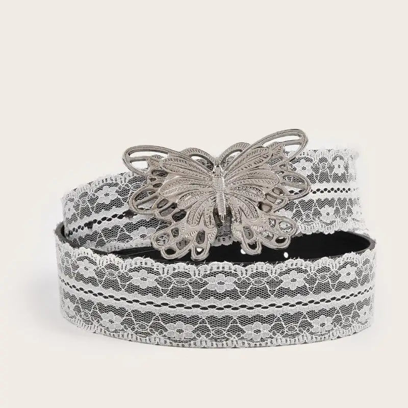 Romantic Lace Cinch Belt | Adjustable White Floral Waistband