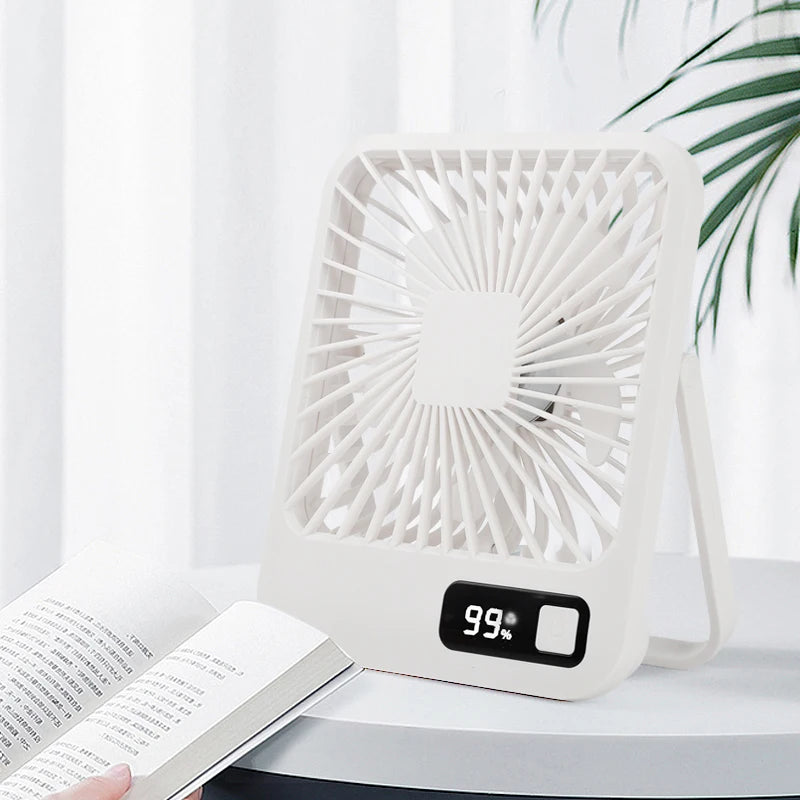 Rechargeable Desktop Fan Foldable Convenient Strong Wind Low Noise Type-C Five-Speed Adjustment LED Display Power Peaceful Pleasures Health and Wellness