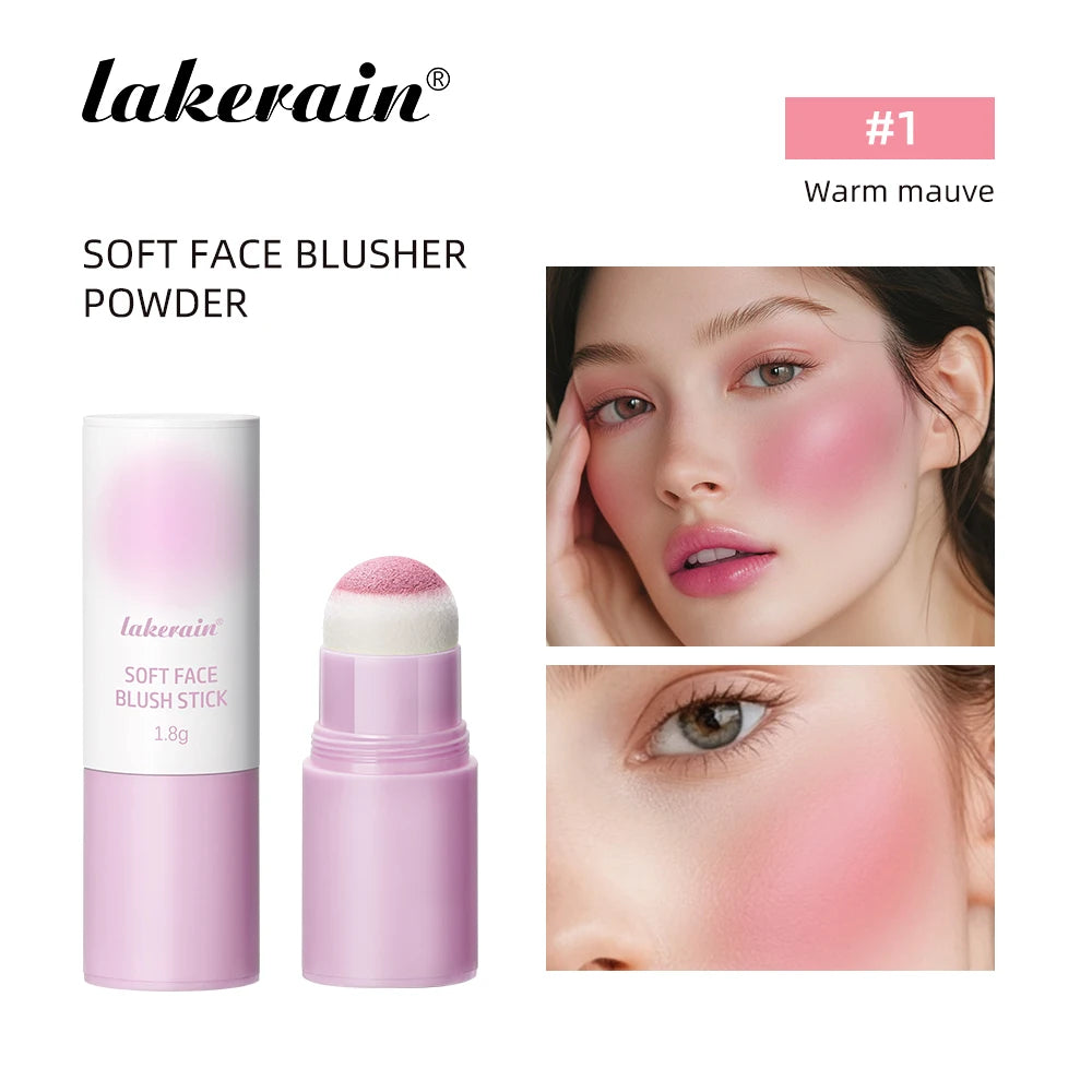 Lakerain Soft Face Blush Stick Girl Korean Style Brightening Dual-Use For Lip And Cheek Waterproof Cheek Blush Sponge Brush Head Peaceful Pleasures Health and Wellness Warm mauve