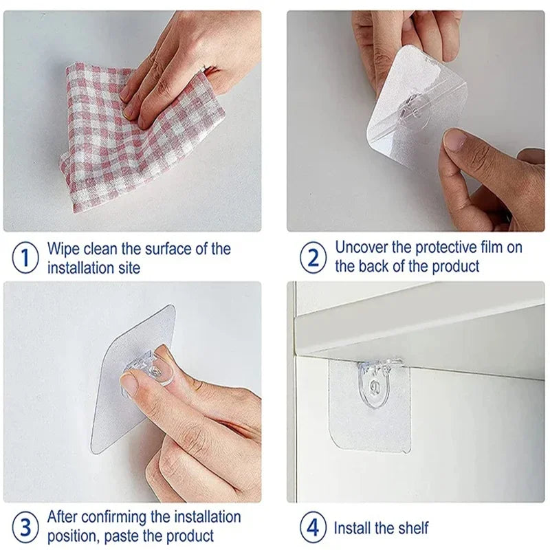 5/10/20pcs Non-perforated Layer Board Hook Self-adhesive Wardrobe Shelf Support Clip Wall Hanger Sturdy Multi-functional Bracket Peaceful Pleasures Health and Wellness