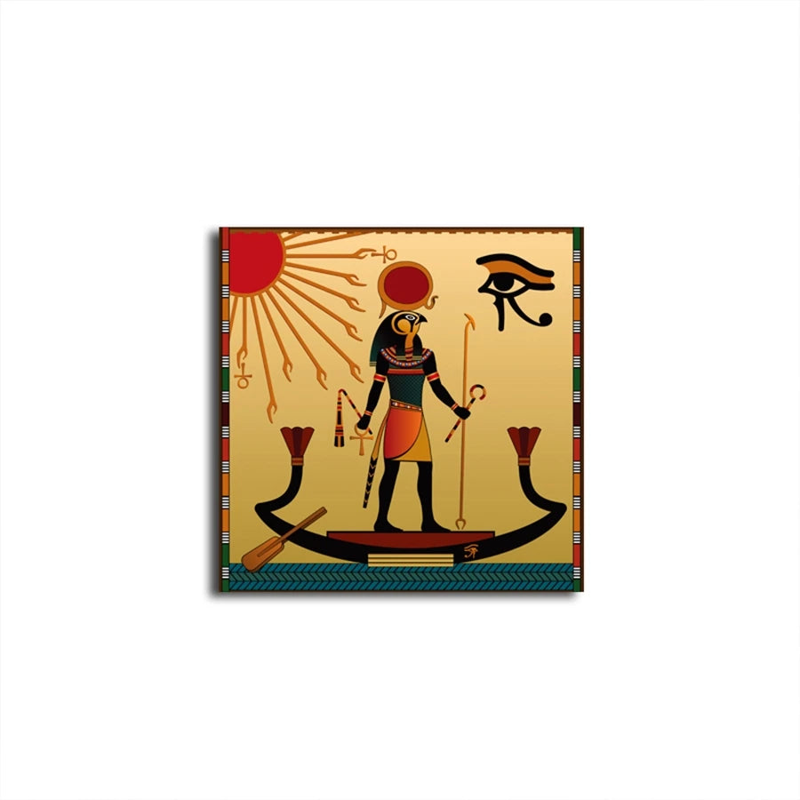 Retro Ancient Egypt Figure Canvas Wall Art | Unframed Poster